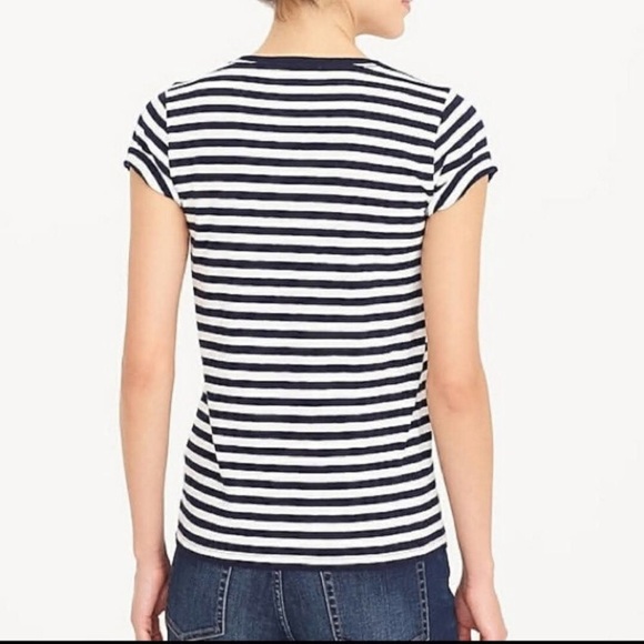 J. Crew Collector Tees navy and white stripe t-shirt pink flamingo, Large - Picture 4 of 9